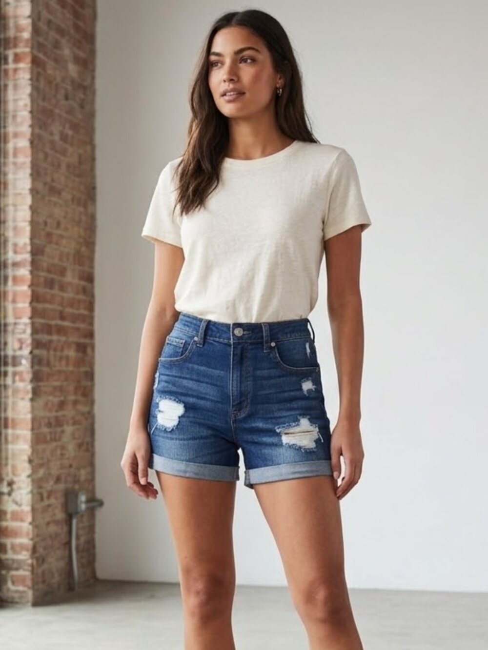 Aeropostale Aero High Rise Midi Size 6 Shorts Distressed Cuffed 3" inseam Summer